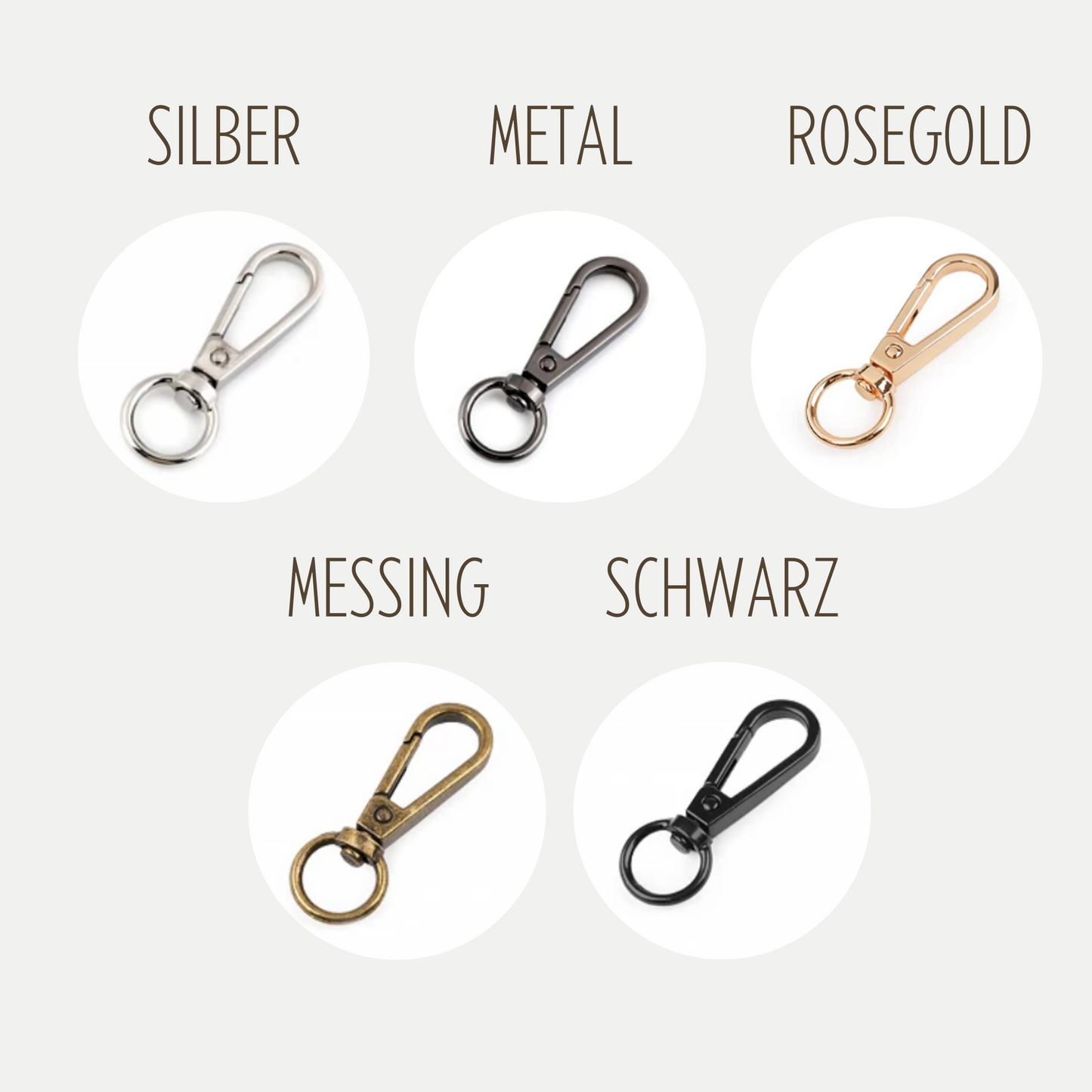 Karabiner | Karabinerhaken | 12mm | 1 Stk. | Schlüsselanhänger | Schwarz, Rosegold, Silber, Messing, Metal